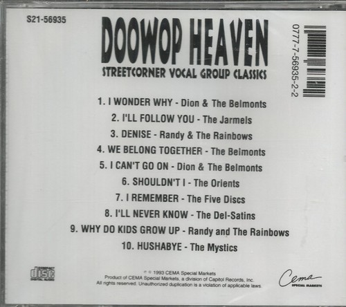 DOO WOP HEAVEN CD - Streetcorner Vocal Group Classics - BRAND NEW - Picture 2 of 2