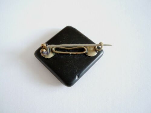 Antike schwarze Gagat?Glas? Brosche Trauerschmuck 7,7 g/3,1 x 3,1 cm - Bild 5 von 5