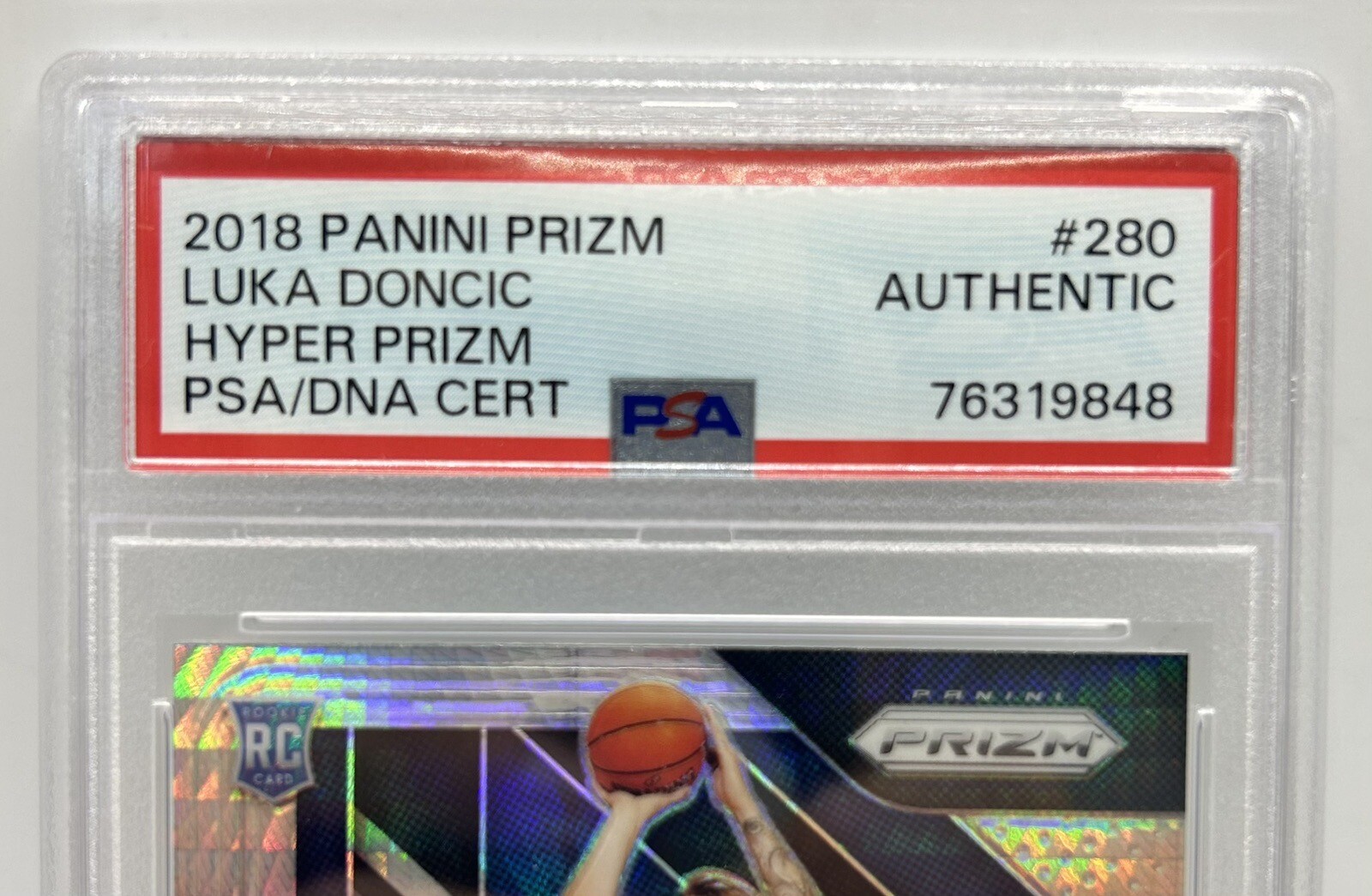 Luka Doncic Signed 2018-19 Panini Prizm Hyper #280 Auto PSA DNA RC Mavericks view 2