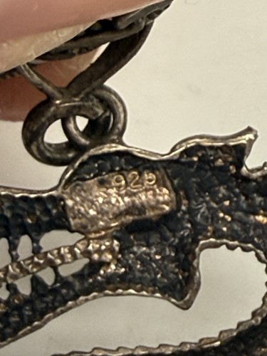 Sterling Silver 925 Dragon Fantasy Pendant Necklace 23 Inch Vintage 24g - Picture 8 of 11