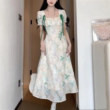 Fashion Womens Floral A-Line Dress Princess Short Sleeve Party Beach Long Dress