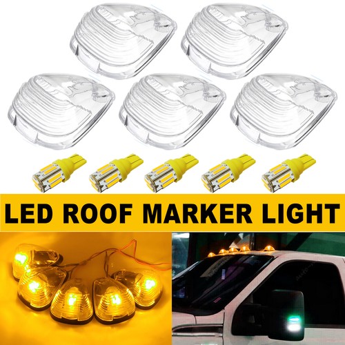 For Ford F250 F350 Super Duty Clear Cab Roof Marker Light Covers Lens Amber LED - Picture 1 of 12