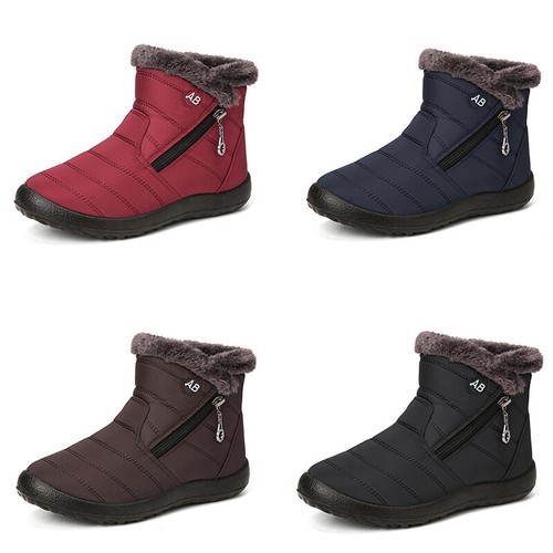 Winter Size Fur Lined Womens Flat Shoes Waterproof Snow Ankle Boots Warm Ladies - Picture 5 of 28