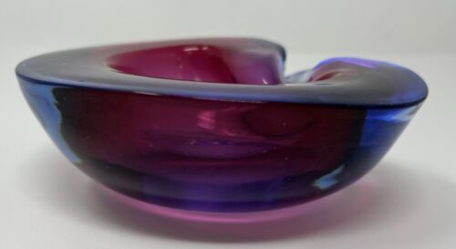 Vintage Murano 60s Flavio Poli Seguso Blue Pink Bowl/Ashtray Sommerso - Picture 3 of 8