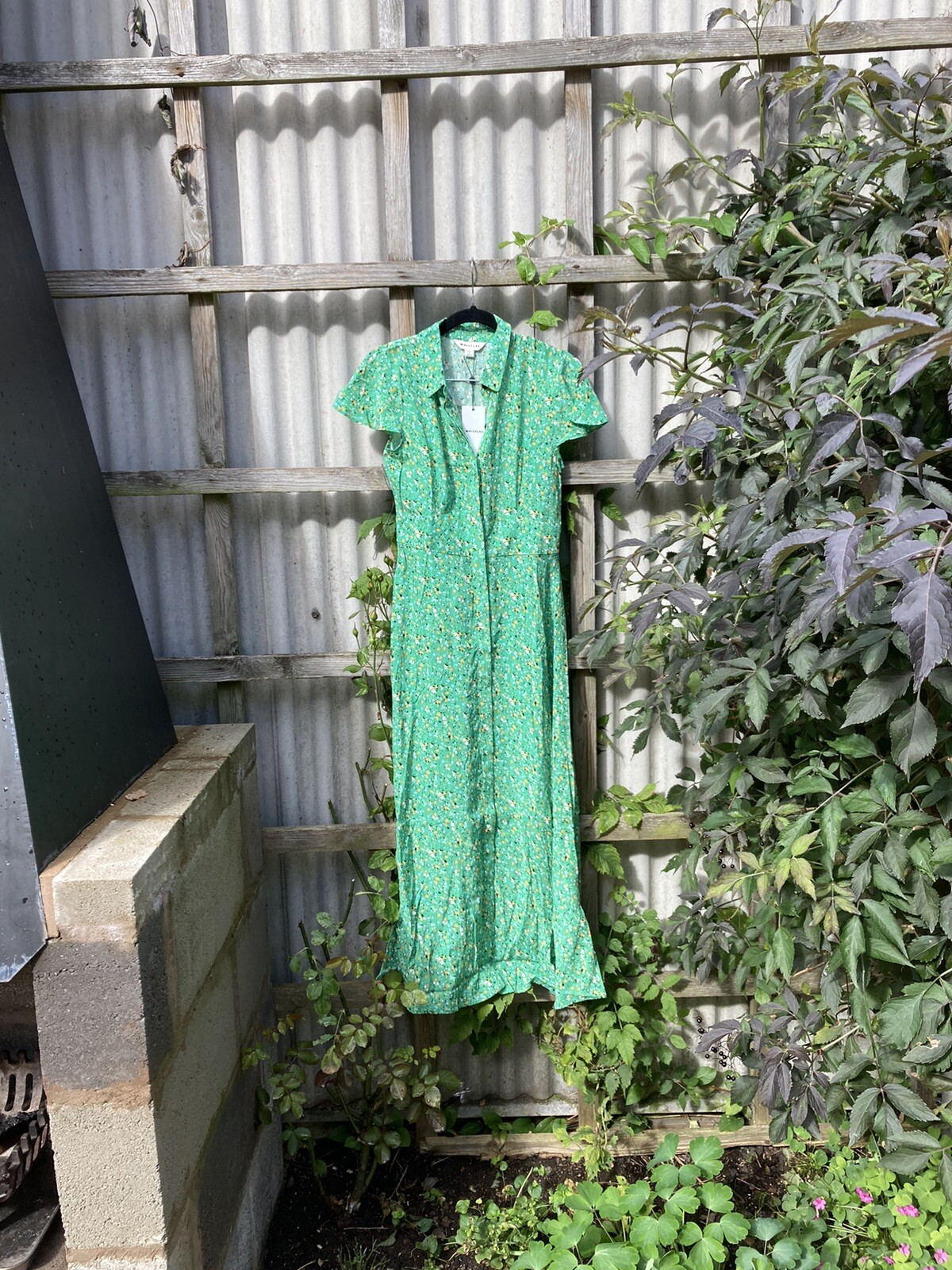 WHISTLES Ladies Shirt Dress Ditsy Blossom Cap Sleeve Green Multi RRP155 UK6 BNWT