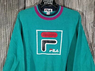 VINTAGE RARE 90 s FILA BIG LOGO SPELL OUT GREEN SWEATSHIRT T SHIRT L MADE IN USA eBay