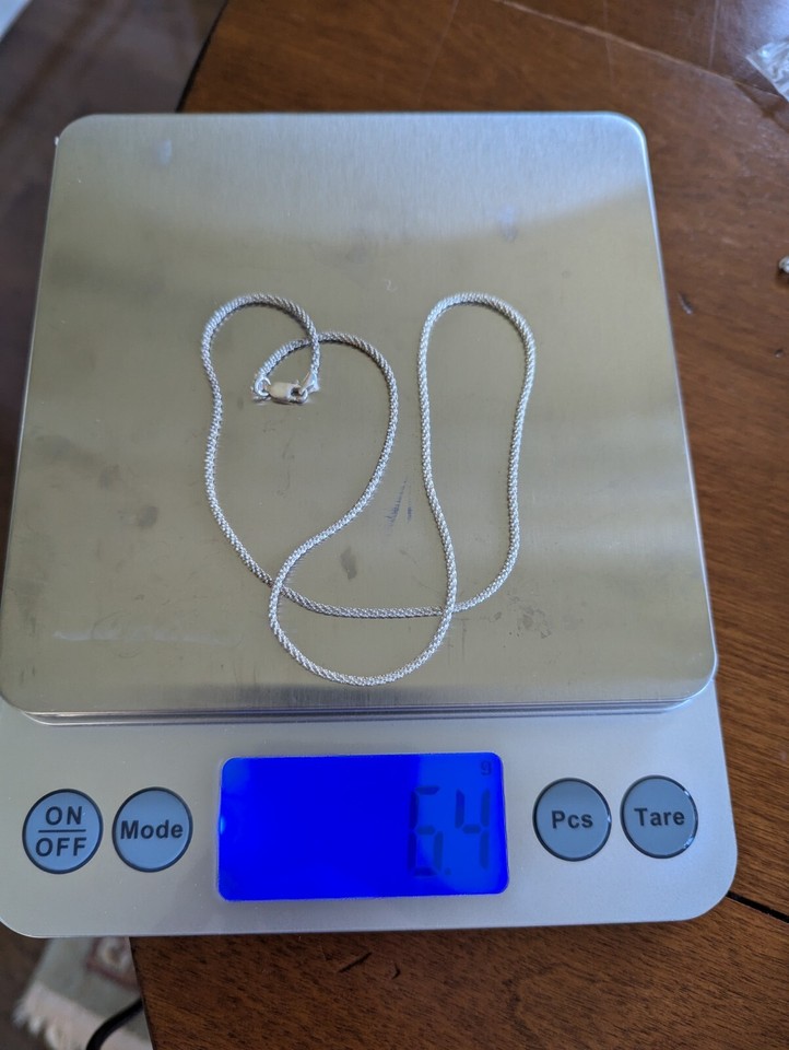 20" Solid Sterling Silver Rope Chain Necklace 6.4 grams, lobster clasp