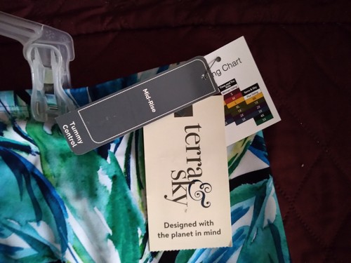 Womens Lined  Swimwear / Bikini Bottoms 3X (24W-26W) Blue/green pattern BNWT