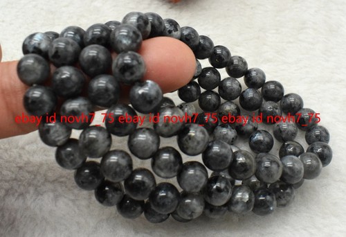 4 Stück 8mm Natürlich Schwarz Labradorit Edelstein Perlen Stretch Armband 19cm - Bild 2 von 12
