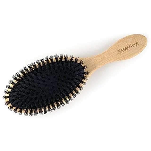 Boar Bristle Detangling Hair Brush Natural Wooden Bamboo Handle