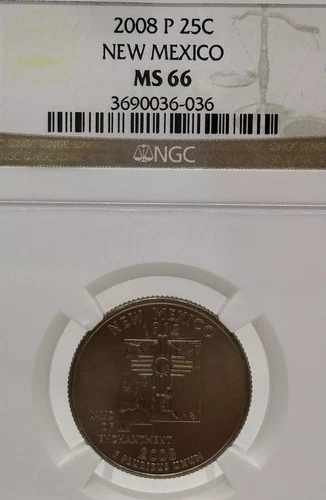 2008 D NEW MEXICO QUARTER Toned NGC MS 66 #1282