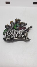 Vintage 1981 Enamel Country  Western Bergamot Brassworks Belt Buckle T-96