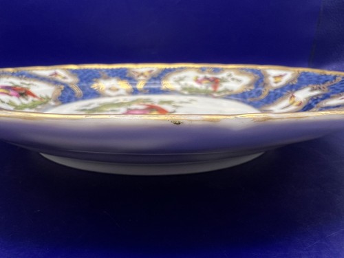 Antique Worcester Plate, Blue Scale & Gold Cartouche w/ Ho Ho Birds & Bugs C1780 - Picture 14 of 16