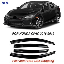 Window Vent Visors For 16-19 4dr Honda Civic Rain Guard Shade Wind Deflector