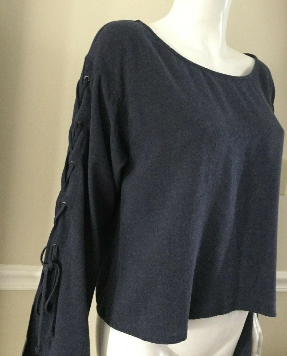 NEW CLOTH & STONE SzM LACE UP BELL LONG SLEEVE PULLOVER