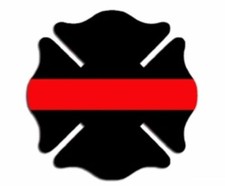 Reflective Thin Red Line Maltese Cross Decal Sticker