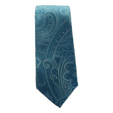 GEOFFREY BEENE Teal Blue Glam Paisley Silk Classic Tie