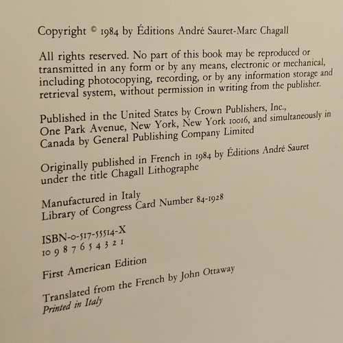Chagall Lithographs 1974-1979 1st American Edition/Printing Italy White Cloth - Picture 2 of 11