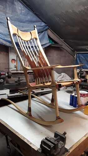 Sam Maloof Rocking Chair Maple, Walnut and Ebony, Handmade in California USA - Picture 6 of 13