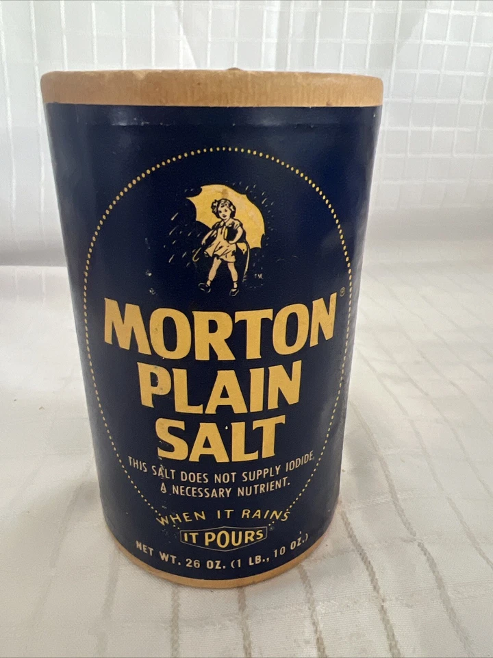 Morton Salt Container “When it Rains it Pours” Vintage Reproduction 1933 Sealed - Image 2 of 4