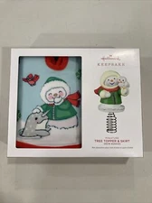 Hallmark Keepsake SNOW BUDDIES Miniature MINI Tree Topper & Skirt NIB