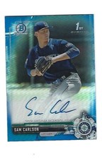 Sam Carlson 2017 Bowman Chrome Autograph Blue Card # CDA-SC, # 119 of # 150