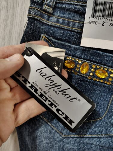 Baby Phat Girls Denim Jeans Size 8 NWT Embroidered Gems - Picture 3 of 8