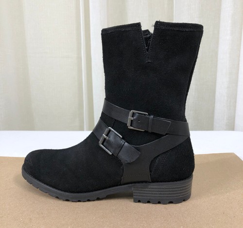 NUEVO CLARKS Mujeres Clarkwell Negro Forrado Cuero Gamuza Caliente Bota Media/Cremallera Lateral EE. UU. 10 - Imagen 13 de 19