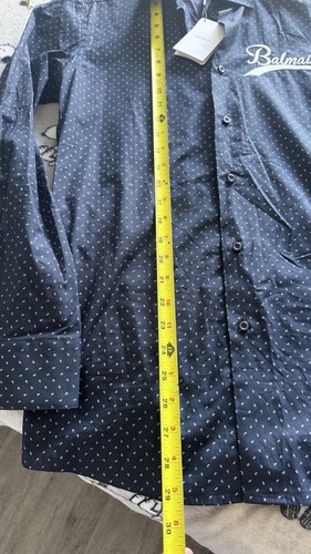 Balmain Men’s Shirt Paris Classic Long Sleeve Shirt Button Up Blue White - Picture 7 of 10