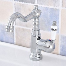 Polished Chrome Swivel Bathroom Basin Faucet Single Handle Hole Mixer Tap Zsf638