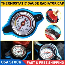 Blue Small Head Thermostatic Radiator Cap Cover Water Temp Gauge 1.1 BAR For Car
