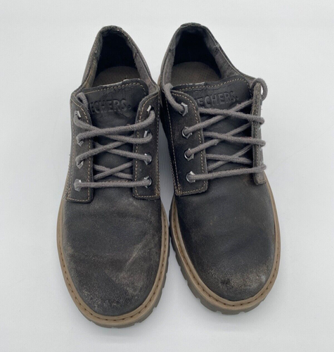 Skechers Herren Größe 7,5 schwarz Leder klobig Oxford Schuhe 47938 - Bild 2 von 10