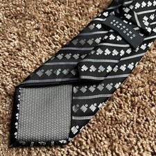 Cravatta collo Bergamo New York uomo geometrica ufficio persone seta nero bianco "unica"