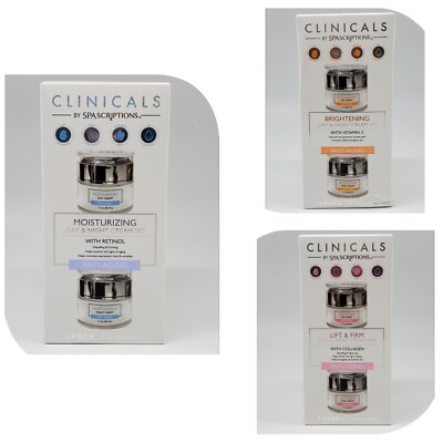 CLINICALS SpaScriptions Day + Night Cream 2 Pc Sets ~Retinol~Vitamin C~Collagen