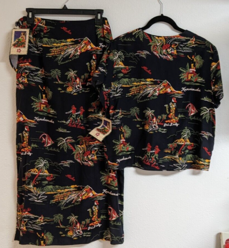 NEW~HILO HATTIE 2-Piece Floral Rayon Wrap Skirt and Shirt Top Size M NWT! - Picture 8 of 9