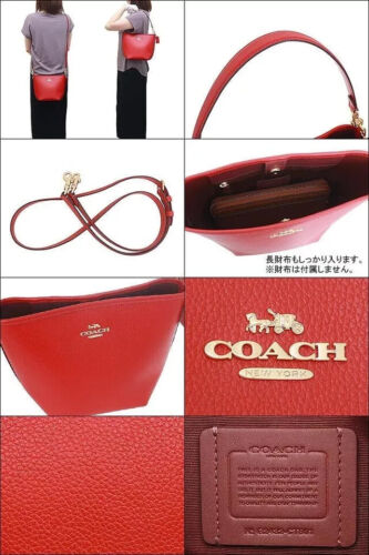 COACH CT801 City Bucket Leather Bag Purse Bold Red/ Gold NWT🎀NEW🎁NIP - Picture 8 of 10