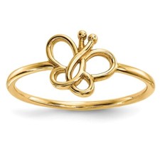 14k Yellow Gold Polished Butterfly Ring for Women Size 7, 1.26gram