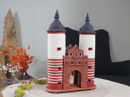 Keramik Miniatur Haus Kerzenhalter, Heidelberg, Germany 21 cm Midene - Bild 2 von 13