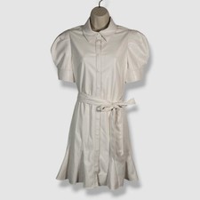 Alice + Olivia Women's Ivory Vegan Leather Self-Tie Lurlene Dress Size 4