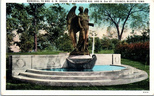 1920s IA Postcard Mrs G. M. Dodge Memorial Lafayette Avenue Council Bluffs Iowa  - Picture 1 of 2