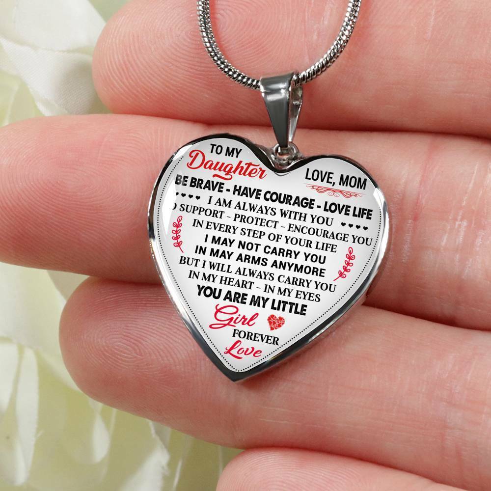 To My Daughter Love Mom Necklace Heart Pendant Gifts From Mother