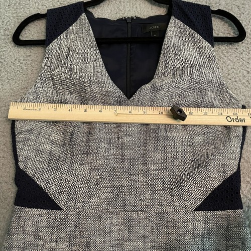 J Crew Tweed Etuikleid mit Ösen Damen 2 marine anthrazit Karriere ärmellos - Bild 8 von 10