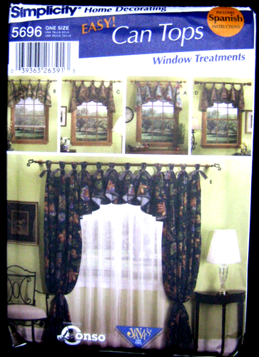 Patrón de decoración del hogar Simplicity - Tratamiento de ventanas para tapas de latas #5696 sin cortar 2003 - Imagen 3 de 8