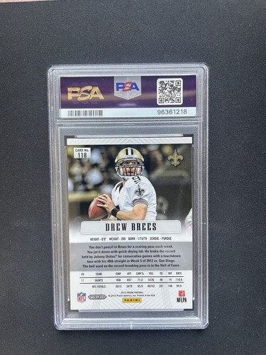 2012 Panini Prizm Drew Brees Silver Prizm #118 PSA 9 - Picture 2 of 2