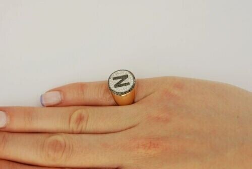 Name Design Ring 14K Yellow Gold Plated Silver 2Ct Round Cut Lab Created Diamond - Picture 3 of 5