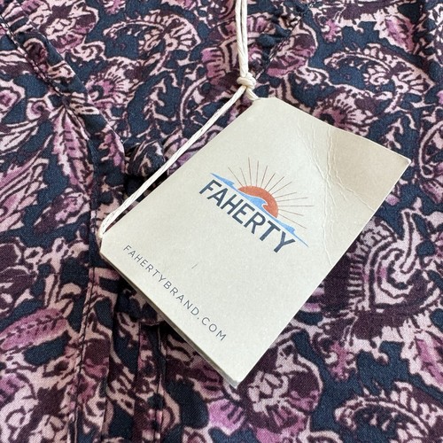 Faherty Women’s Long Sleeve Tiered Maxi Dress V-Neck Fiona Paisley Print Small - Picture 10 of 13