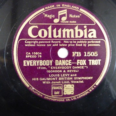 78rpm LOUIS LEVY + GAUMONT BRITISH everybody dance / my, what a diff'rent night