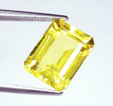 Certified Natural Yellow Sapphire Loose Gemstone 10 Ct Emerald Shape Gems Z809