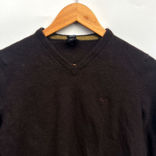 Vintage Hugo Boss Extrafine Lambswool Brown Knit Sweater Womens Sz M Regular Fit - Picture 10 of 13
