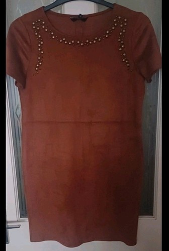 Next Brown Suede Feel Dress. Size 10. - Picture 2 of 6